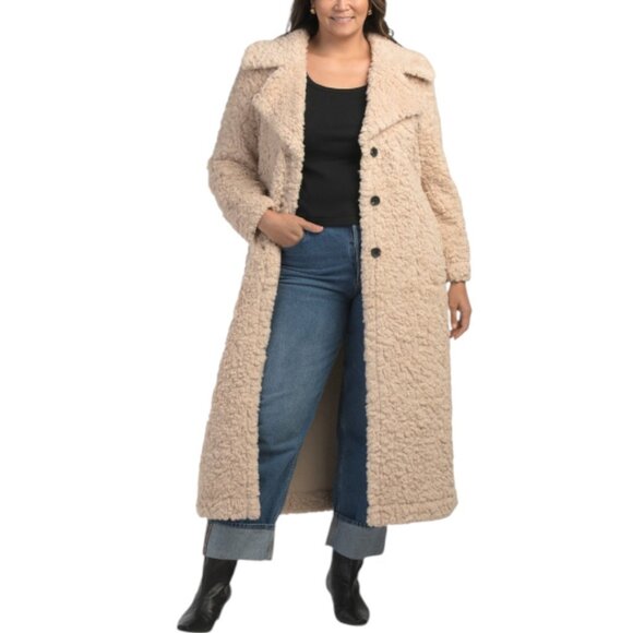 AVEC LES FILLES Plus Oversized Belted Coat - Picture 1 of 3